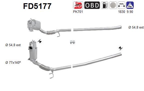 Suodžių / kietųjų dalelių filtras, išmetimo sistema AS FD5177