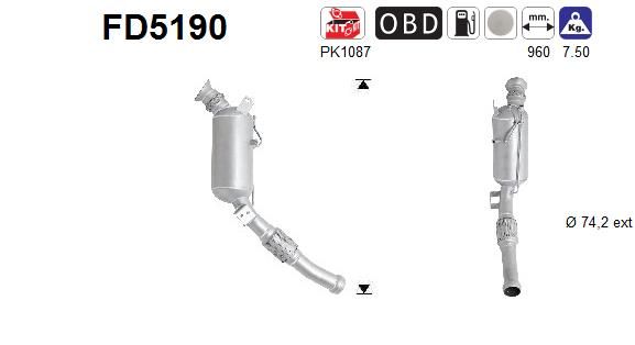 Suodžių / kietųjų dalelių filtras, išmetimo sistema AS FD5190