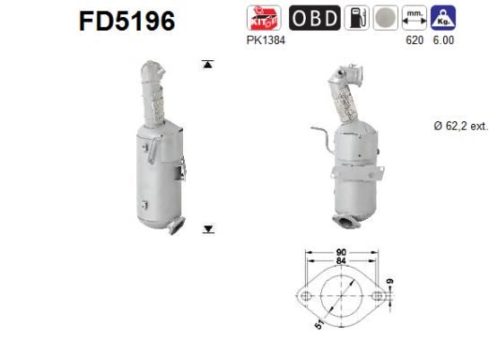 Suodžių / kietųjų dalelių filtras, išmetimo sistema AS FD5196