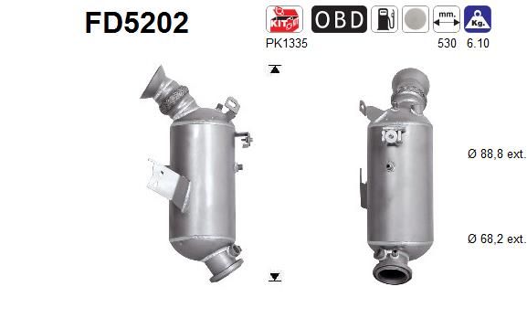 Suodžių / kietųjų dalelių filtras, išmetimo sistema AS FD5202