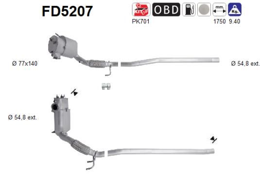 Suodžių / kietųjų dalelių filtras, išmetimo sistema AS FD5207