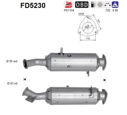 Suodžių / kietųjų dalelių filtras, išmetimo sistema AS FD5230