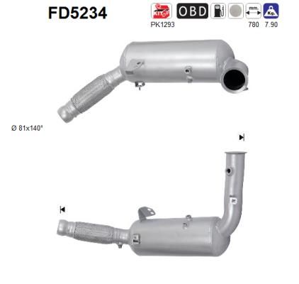 Suodžių / kietųjų dalelių filtras, išmetimo sistema AS FD5234