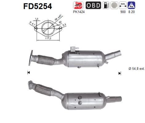 Suodžių / kietųjų dalelių filtras, išmetimo sistema AS FD5254