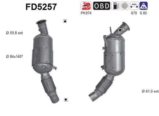AS FD5257 Suodžių / kietųjų dalelių filtras, išmetimo sistema