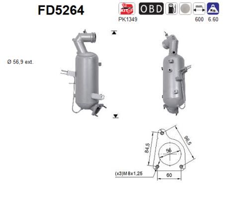 Suodžių / kietųjų dalelių filtras, išmetimo sistema AS FD5264