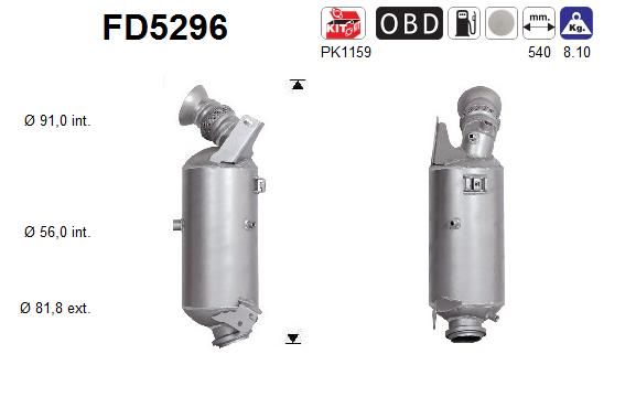 Suodžių / kietųjų dalelių filtras, išmetimo sistema AS FD5296