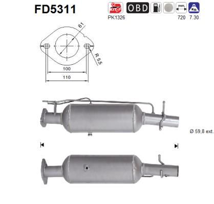 Suodžių / kietųjų dalelių filtras, išmetimo sistema AS FD5311