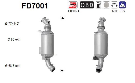 Suodžių / kietųjų dalelių filtras, išmetimo sistema AS FD7001