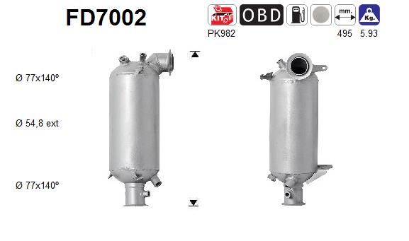 Suodžių / kietųjų dalelių filtras, išmetimo sistema AS FD7002