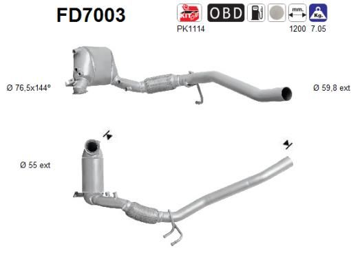 Suodžių / kietųjų dalelių filtras, išmetimo sistema AS FD7003