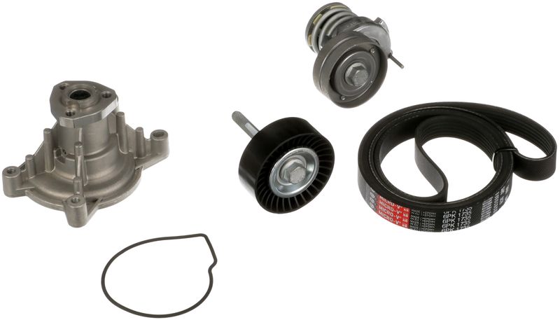 Vandens siurblys + V formos rumbuotas diržas, komplektas GATES KP76PK1735