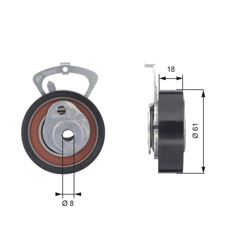 Įtempiklio skriemulys, paskirstymo diržas GATES T43078