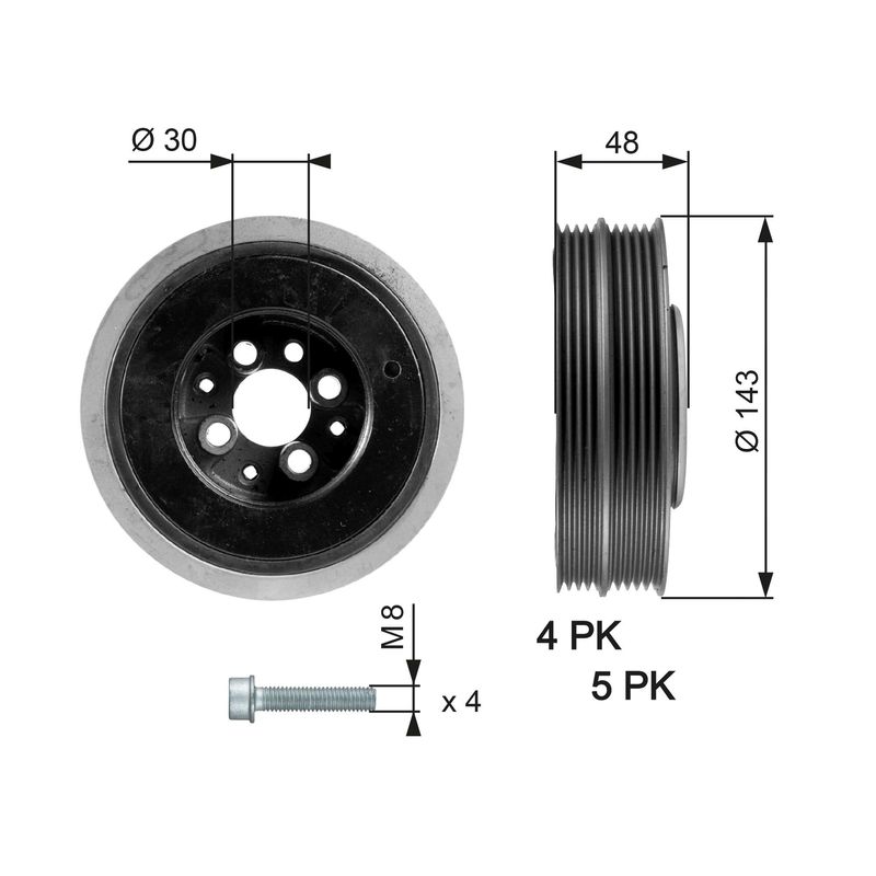 Skriemulys, alkūninis velenas GATES TVD1015A